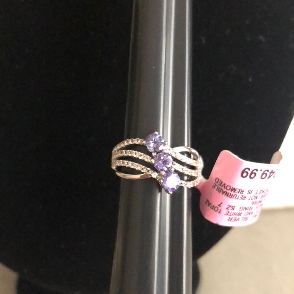 Tanzanite and White Topaz in Sterling Silver Ring